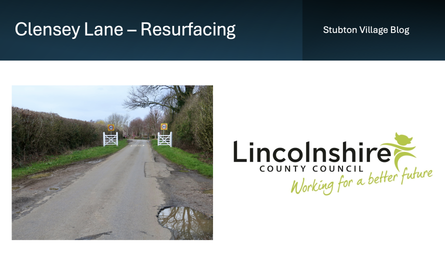 Clensey Lane Resurfacing Scheme – gets the go ahead!