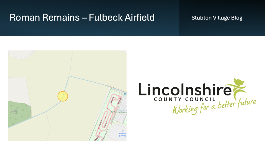 Monument record MLI35104 – ROMAN REMAINS, FULBECK AIRFIELD